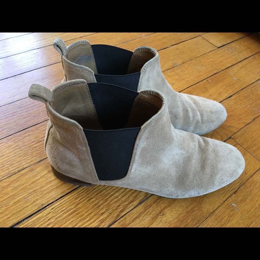 J Crew Suede Taupe Chelsea Boots.  6.